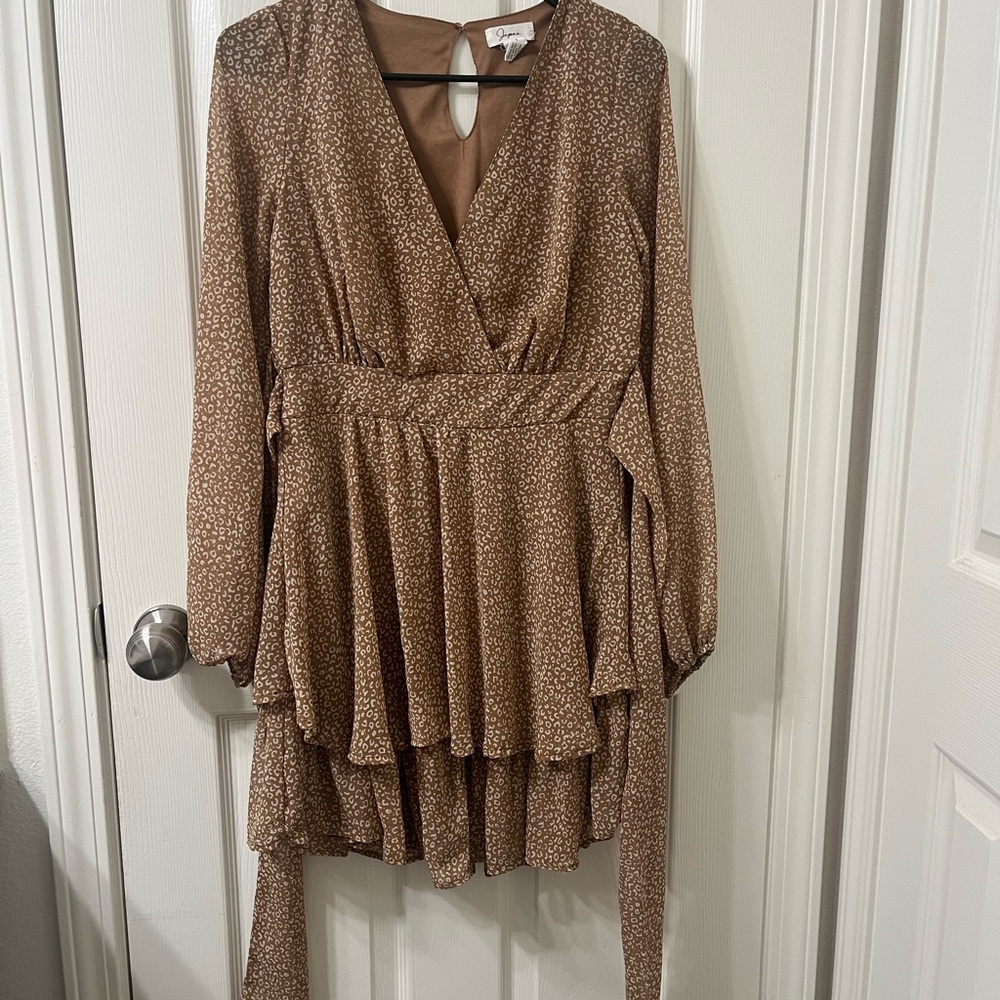 Japna Brown Floral Wrap Dress